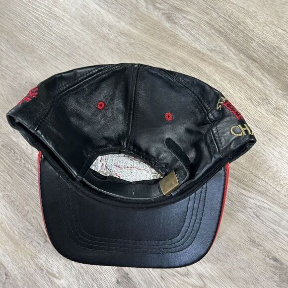 Vintage 1998 Detroit Red Wings Hat Strapback NHL Stanley Cup Black Leather Cap - Picture 5 of 8